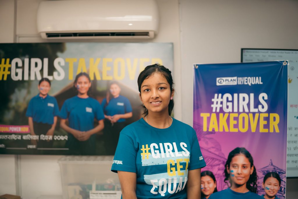 Samikshya wearing #GirlsGetEqual tshirt.