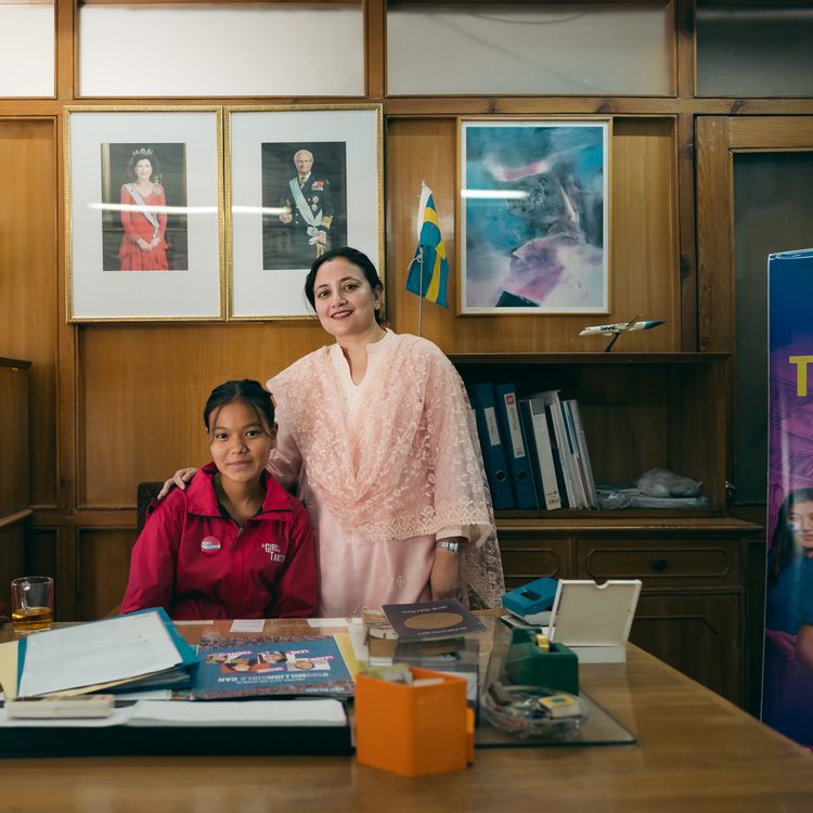 Nirjala and Moushumi Shrestha, the Honorary Consulate General of Sweden posing together. 