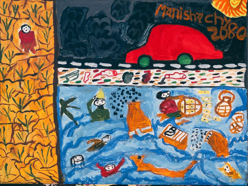 Manisha explains about the frequent floods and long periods of drought due to climate change.