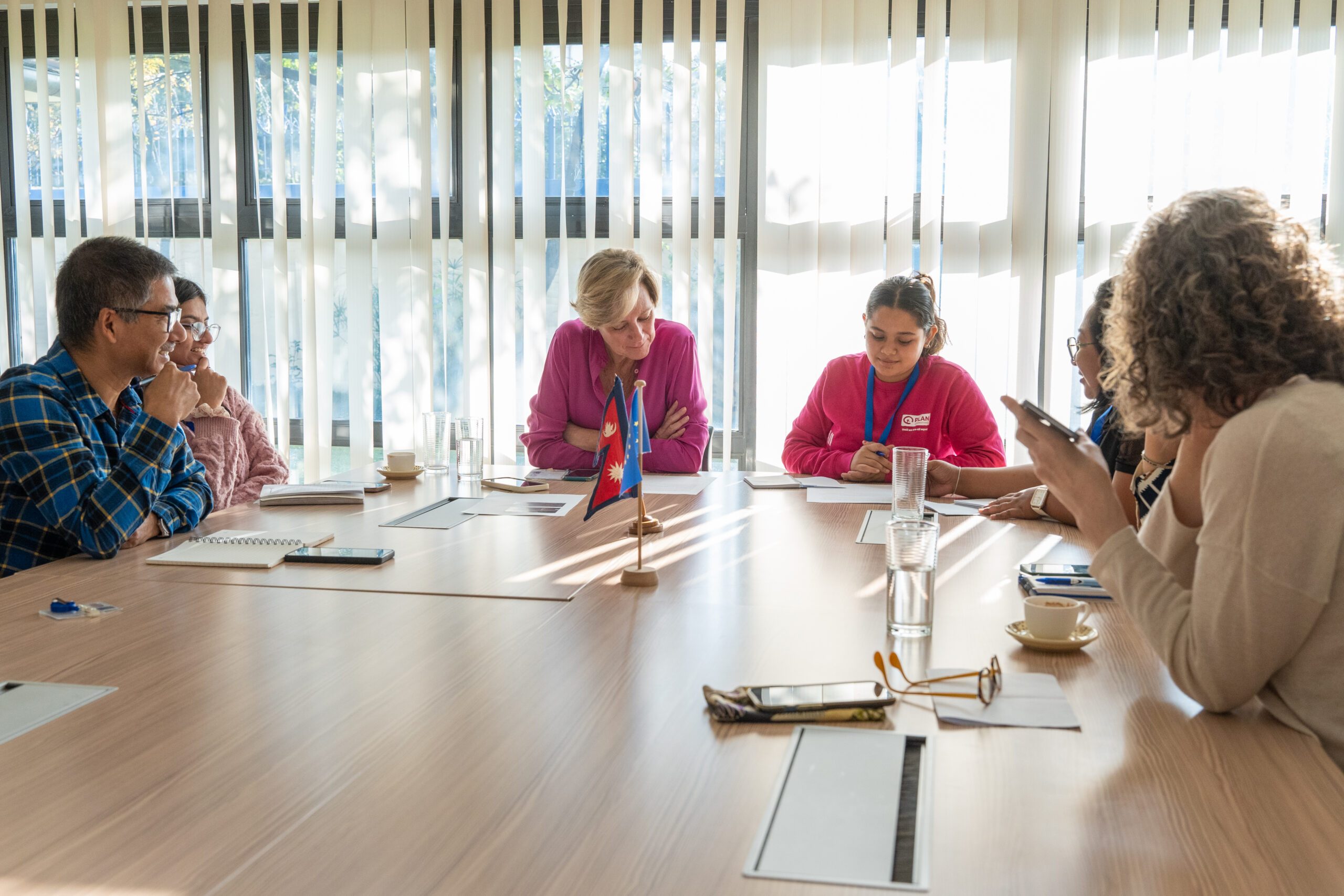 H.E. Veronique and Ranjita with EU humanitarian team having a meeting on crisis mock situation.