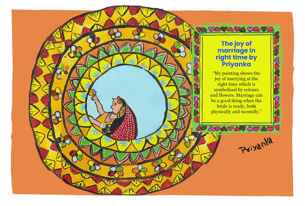 A painting made by a girl from Janakpur against child marriage.