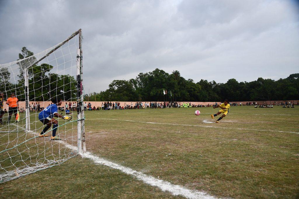 Girls playing football tournament in Madhesh.