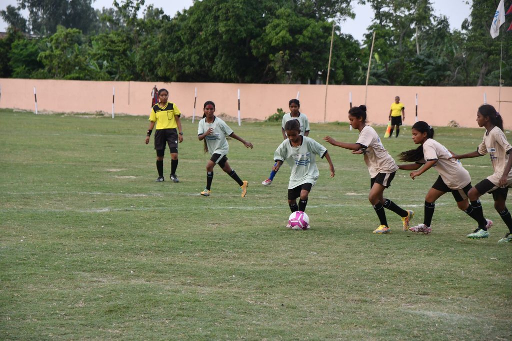 Girls playing football tournament in Madhesh.