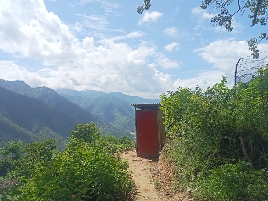 Temporary toilet constructed.