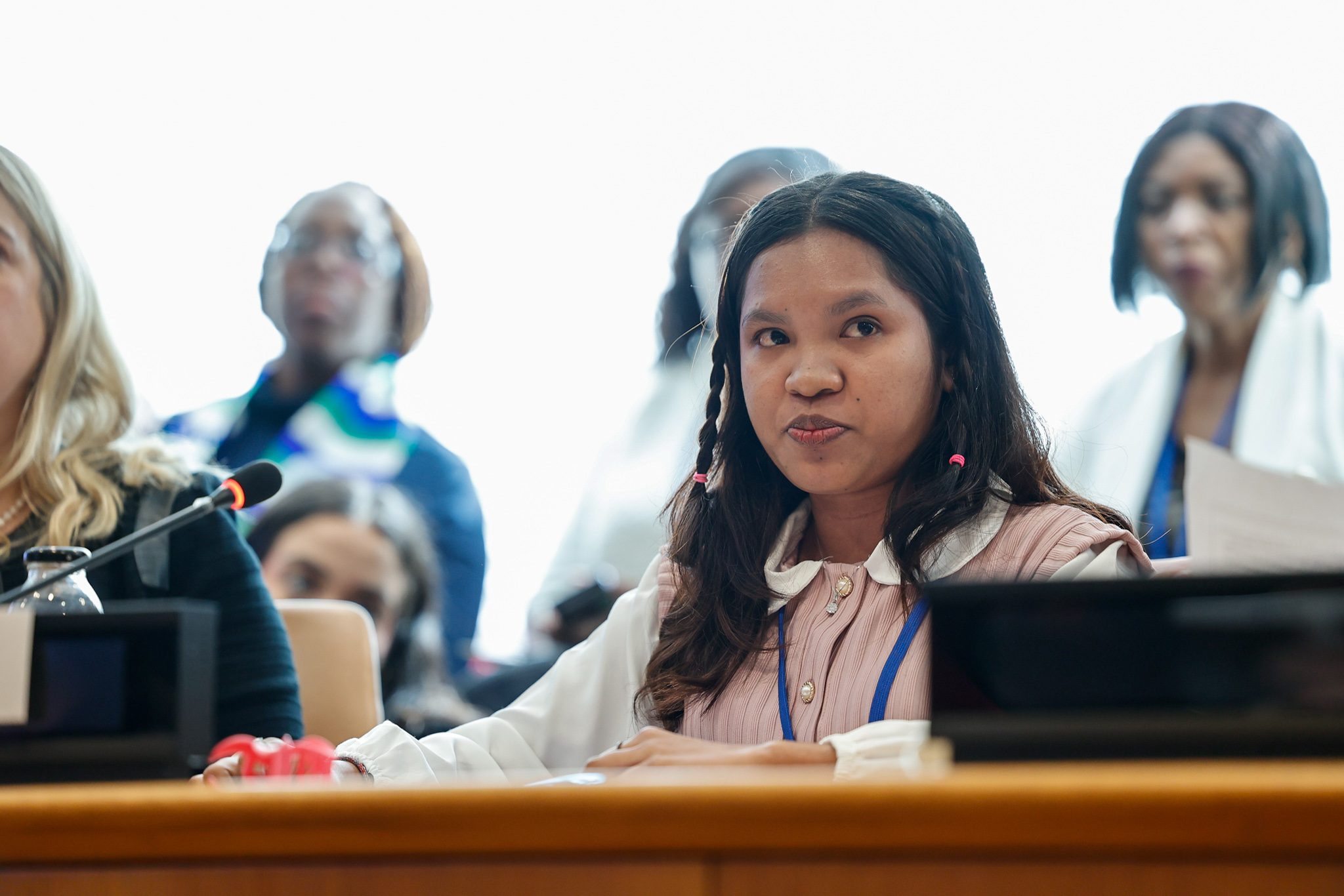 Lilerita sitting at a desk at CSW69.