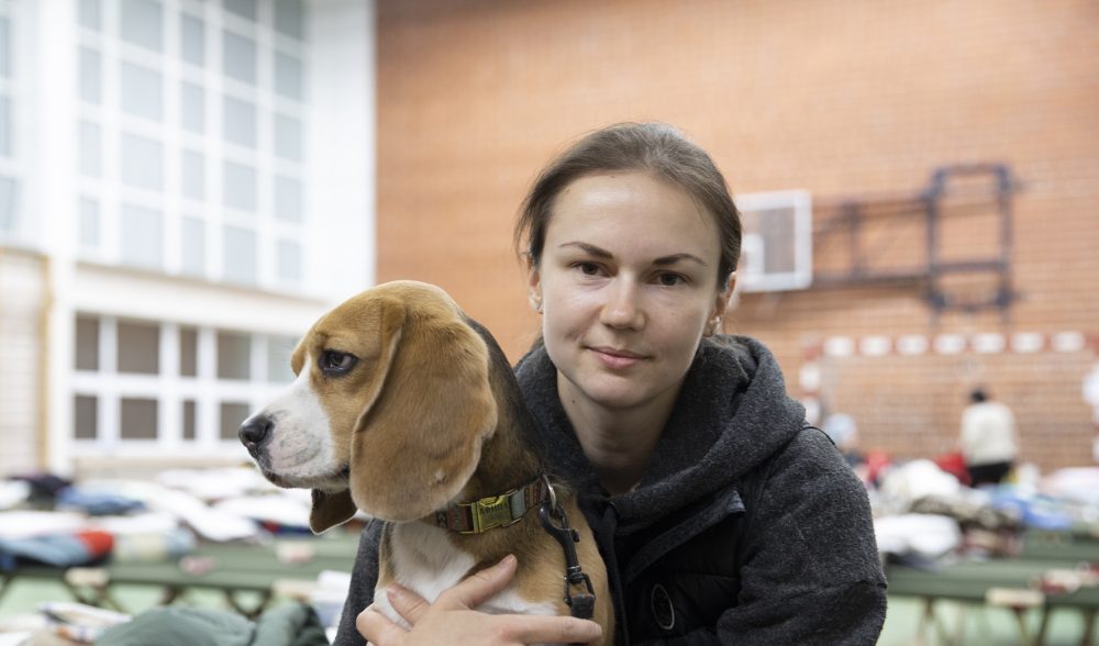 Yana, 33, is traveling with her dog Athena to Kraków in Poland after escaping the conflict in Ukraine