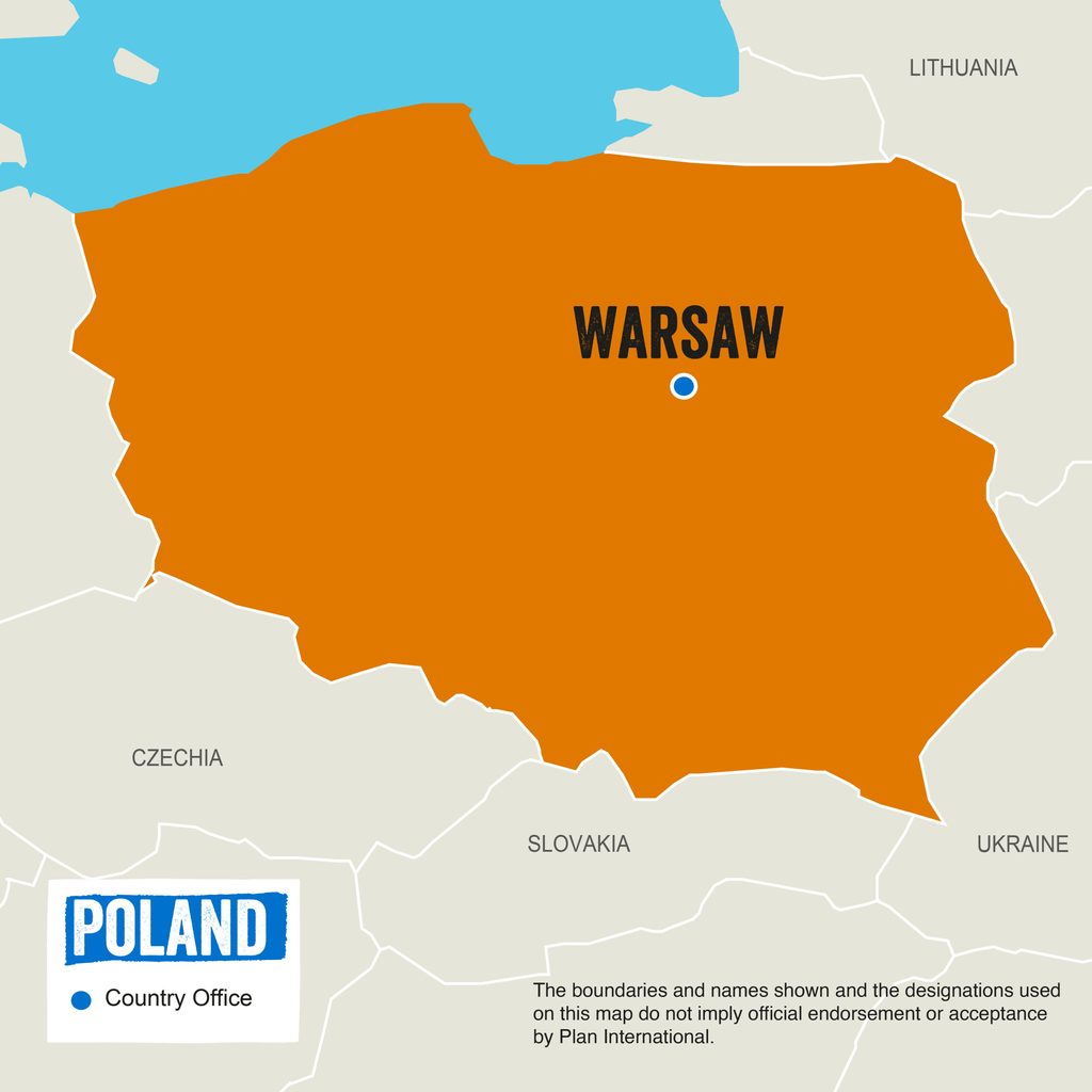A map showing where Plan International works in Poland