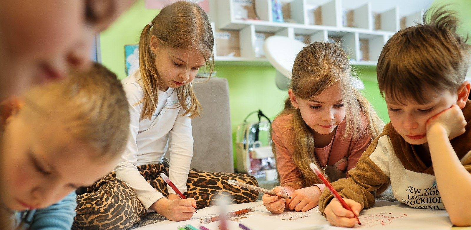 Children drawing.