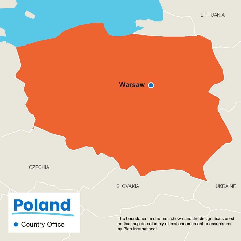 A map showing where Plan International works in Poland