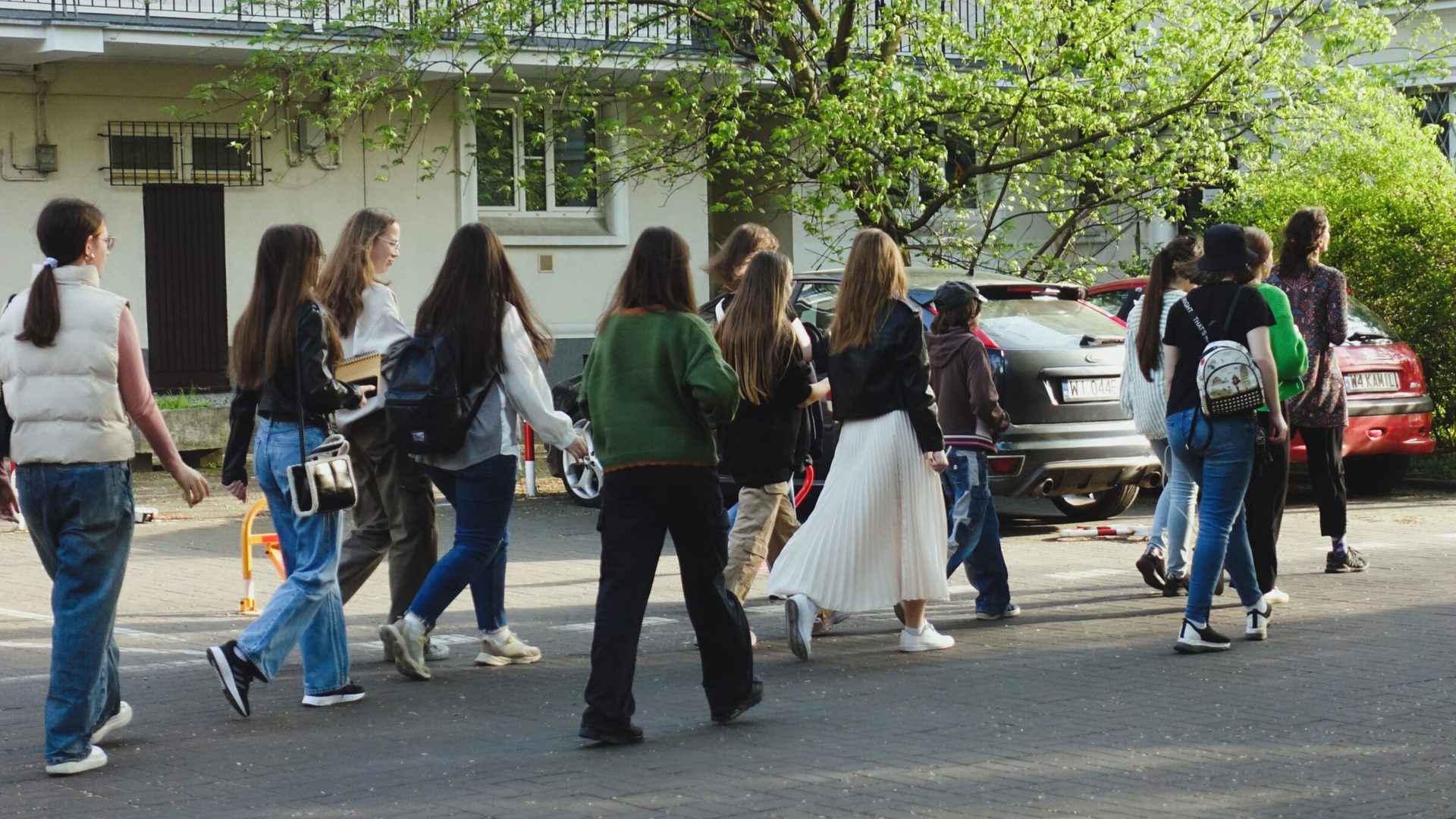 Girls walking on the street