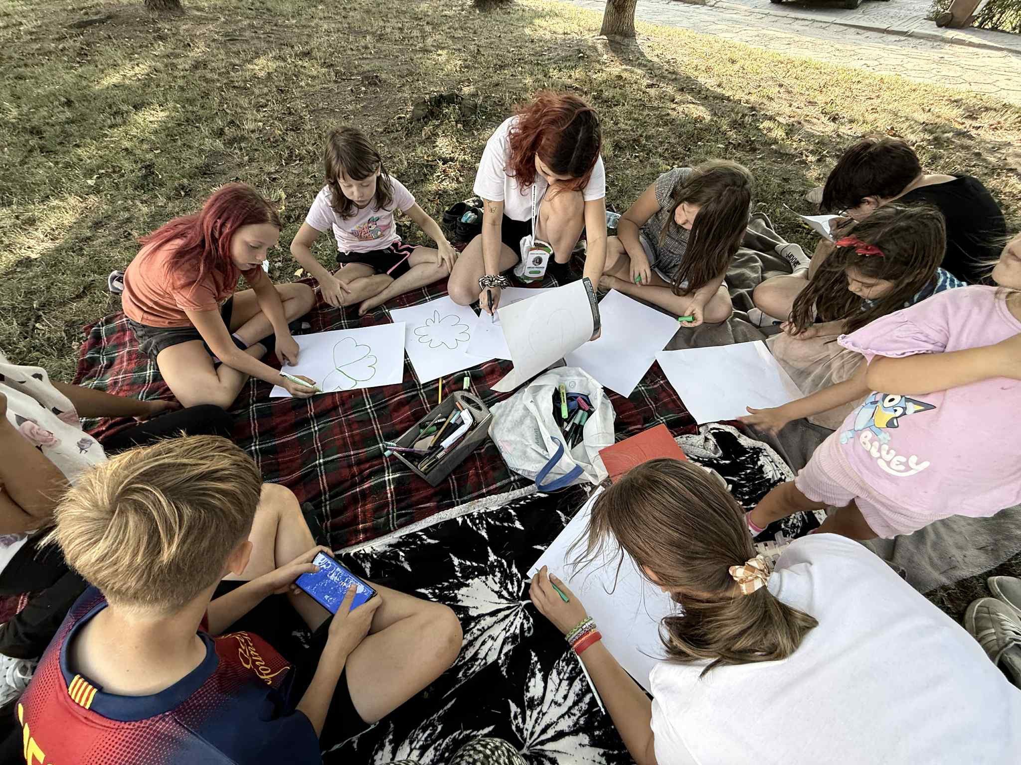 Children participating in art workshops 